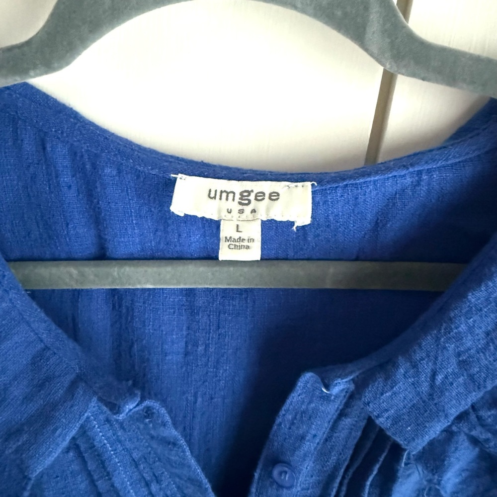 Umgee Royal Blue Textured Babydoll Style Top - Picture 4 of 4